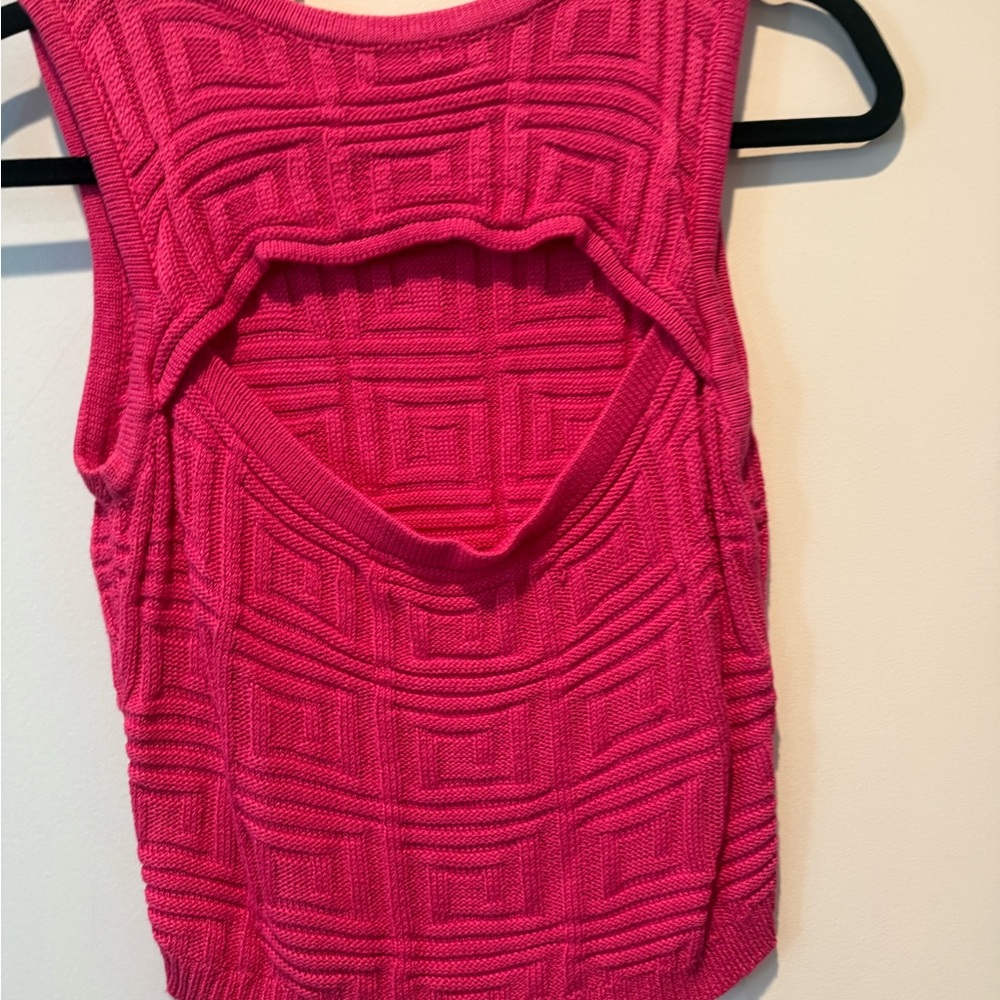 Vibrant Pink Geometric Knit Tank Top